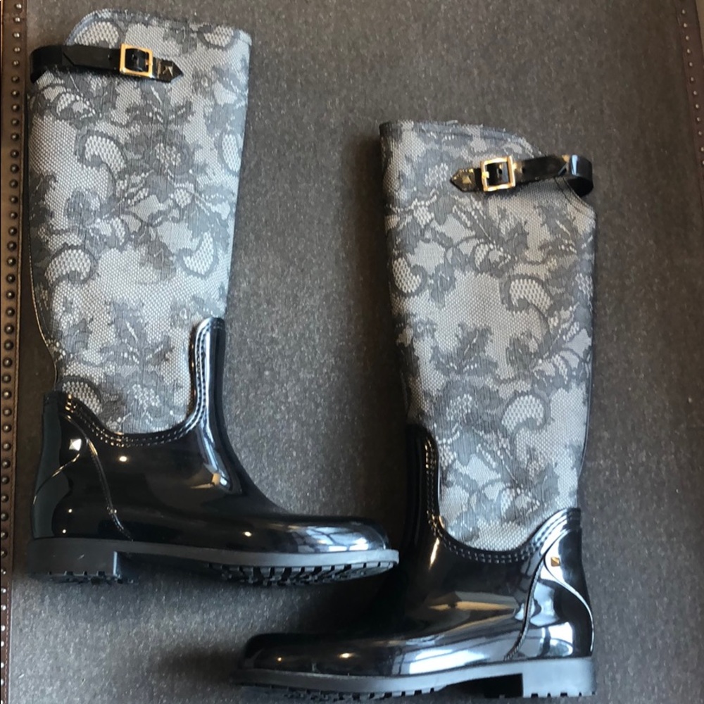 Valentino rain boots with lace and gold detailing